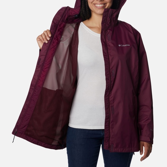 Columbia Arcadia Il Rain Jacket Women's Plus 3X Maroon - Picture 4 of 14